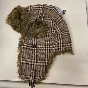 Plaid Flannel Fuzzy Fur Hat Lumberjack Lined NWT